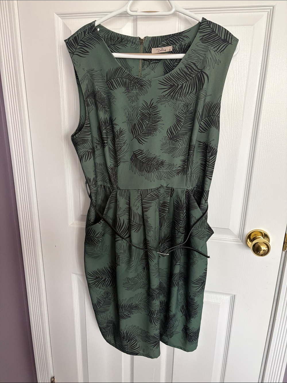 Darling Olive Green Palm-Print Midi Dress